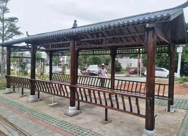 防腐木樹脂瓦長廊