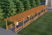 防腐木廊架高清效果圖片、木質(zhì)葡萄架、花架效果圖